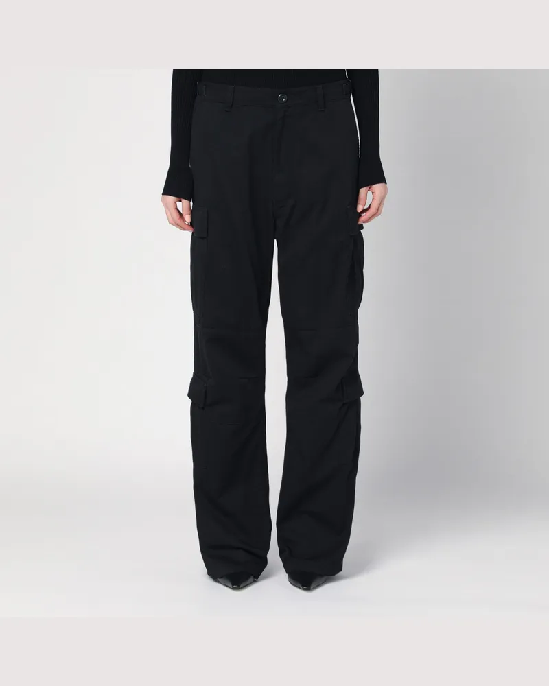 Balenciaga Schwarze Cargohose aus Baumwollgemisch Black