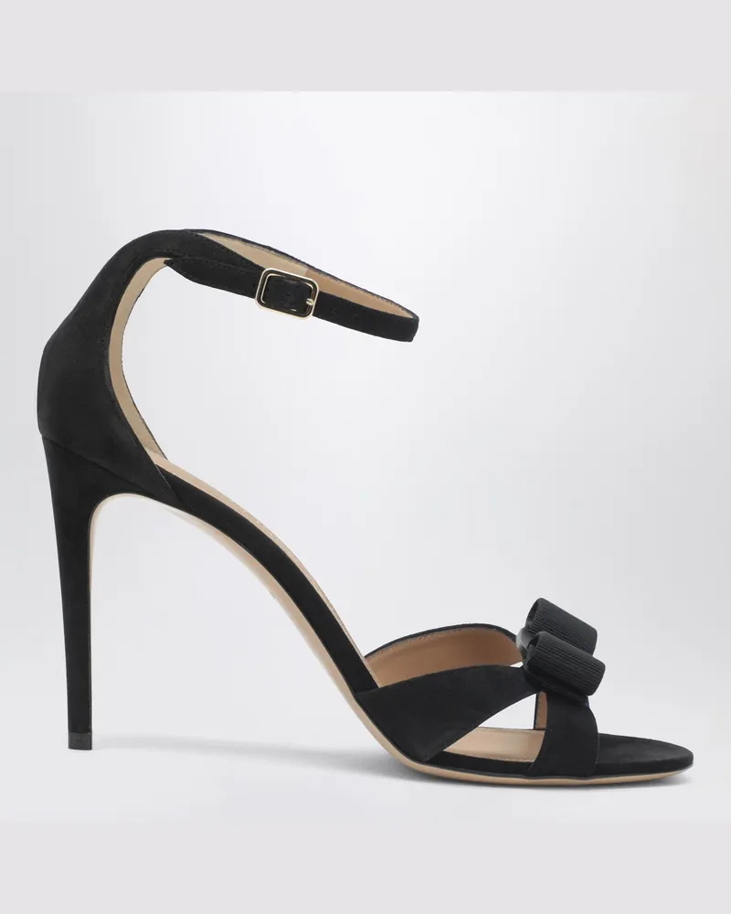 Ferragamo Schwarze Vara Sandale mit Schleife Black