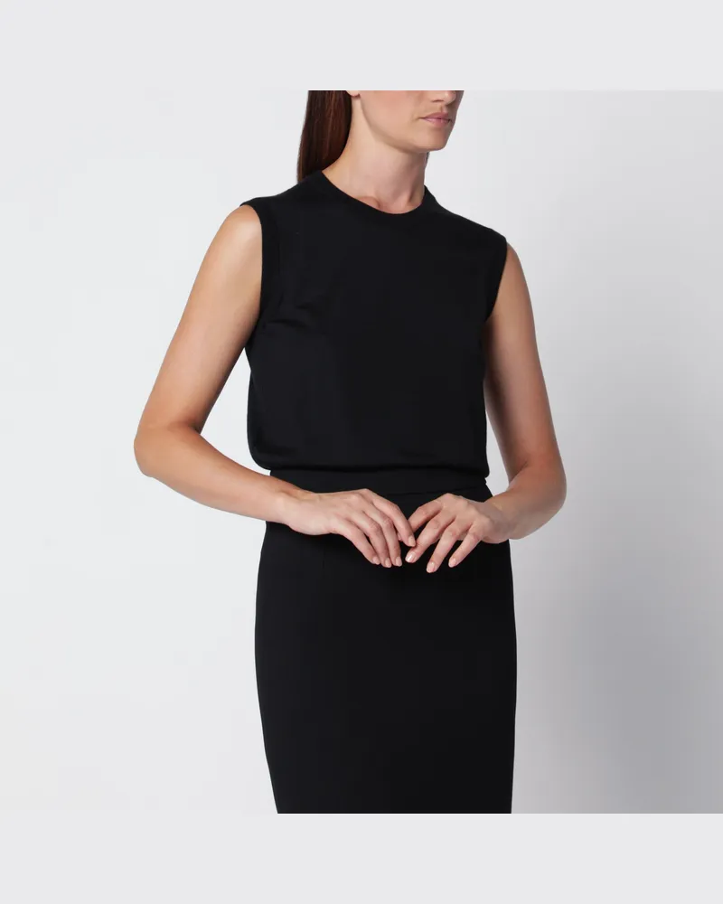 Dolce & Gabbana Schwarzes Top aus Kaschmir und Seide Black
