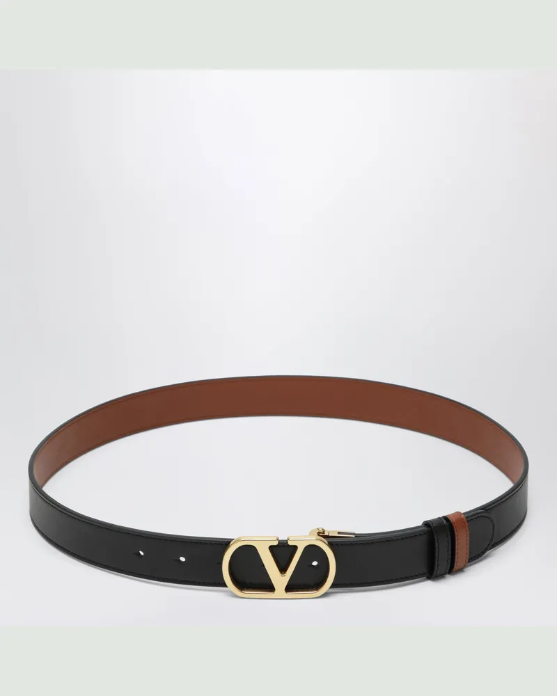 Valentino Garavani Wendegürtel VLogo Signature in Schwarz / Caramel Black