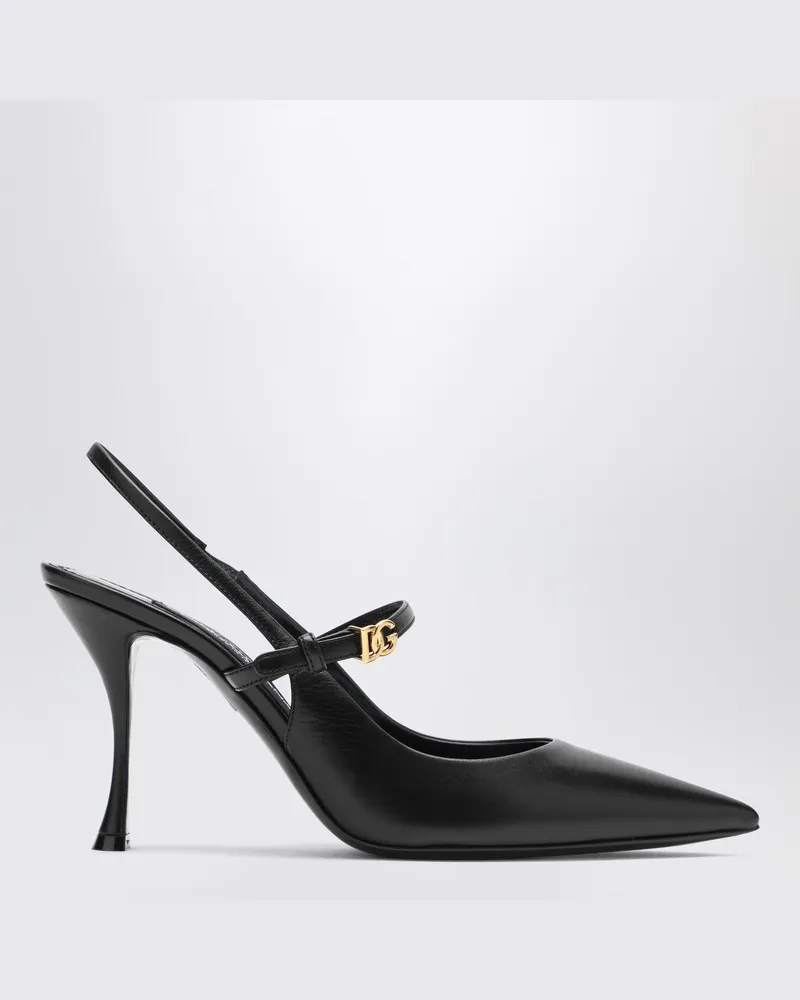 Dolce & Gabbana Schwarzer Slingback aus Leder Schwarz
