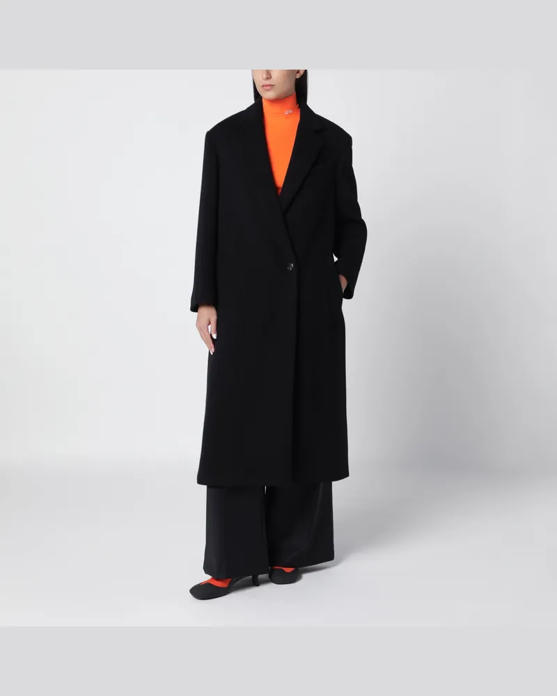 Loewe Schwarzer Woll- und Kaschmirmantel Black