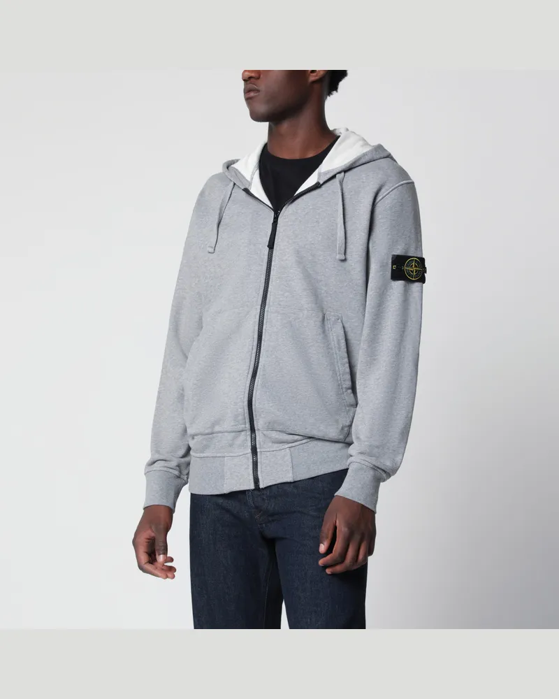 Stone Island Graues Baumwoll-Hoodie in Mélange-Optik Grey