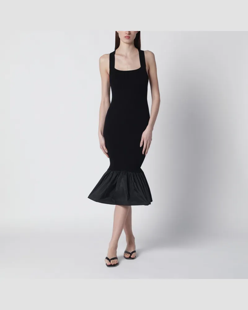 Patou Schwarzes Kleid mit Faille-Rüsche am Saum Black