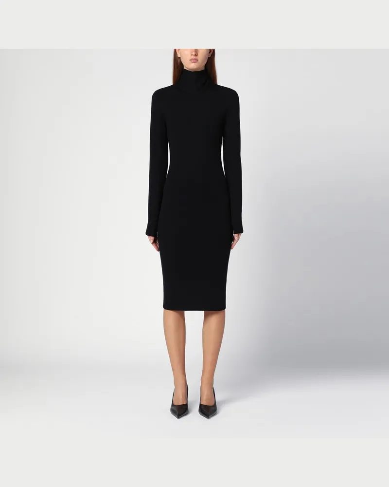 Givenchy Schwarzes Rollkragenkleid aus Wollgemisch Schwarz