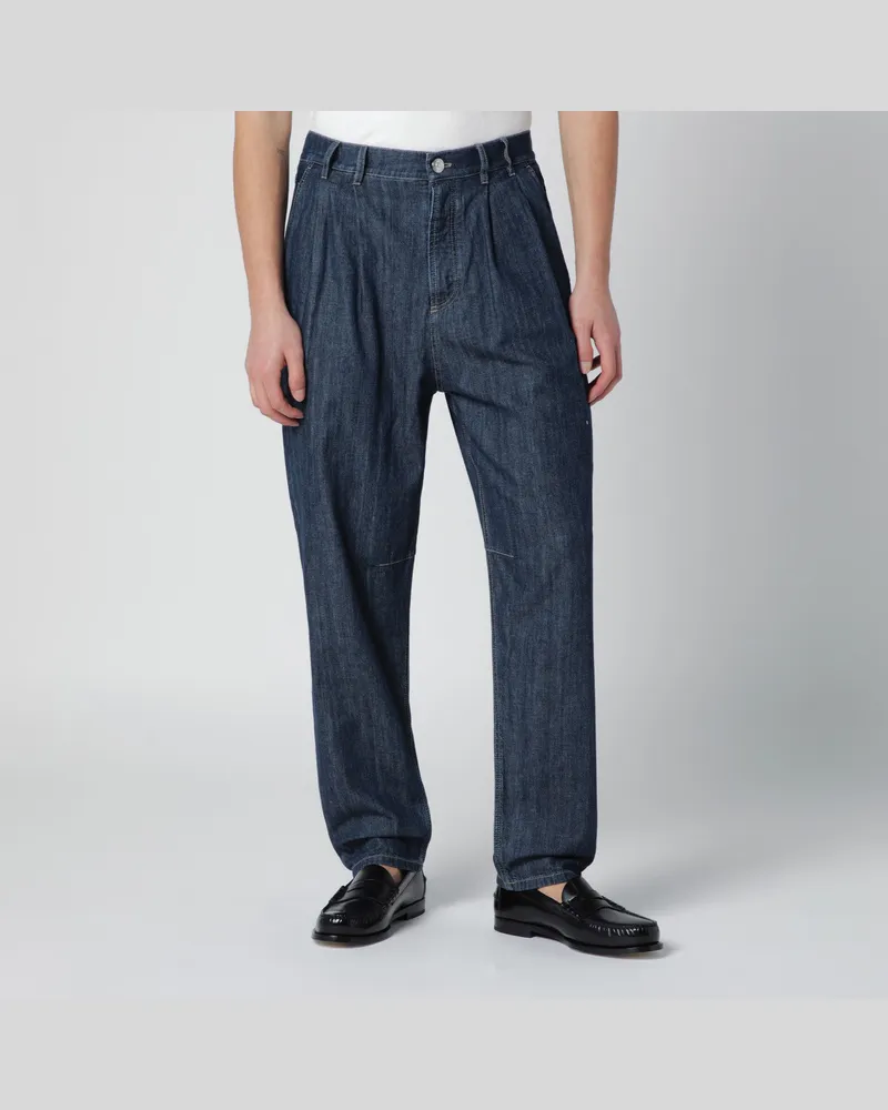 Brunello Cucinelli Blaue Slim-Jeans aus Denim mit Abnähern Blue