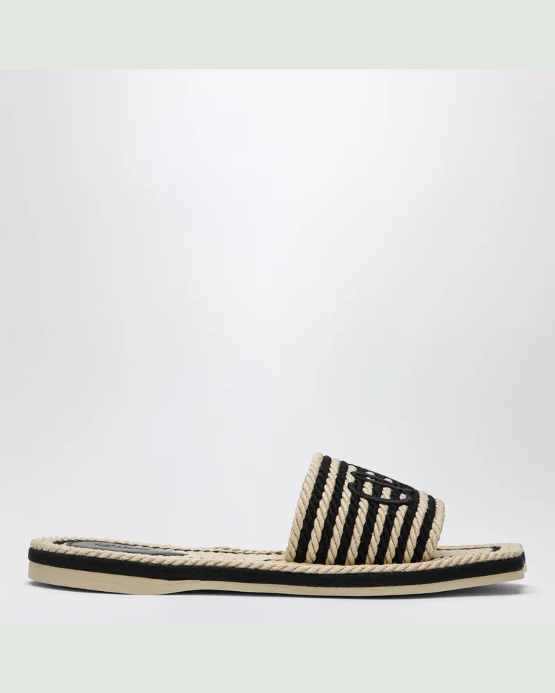 Chloé Sabots Sand aus recyceltem Seil in Schwarz Black