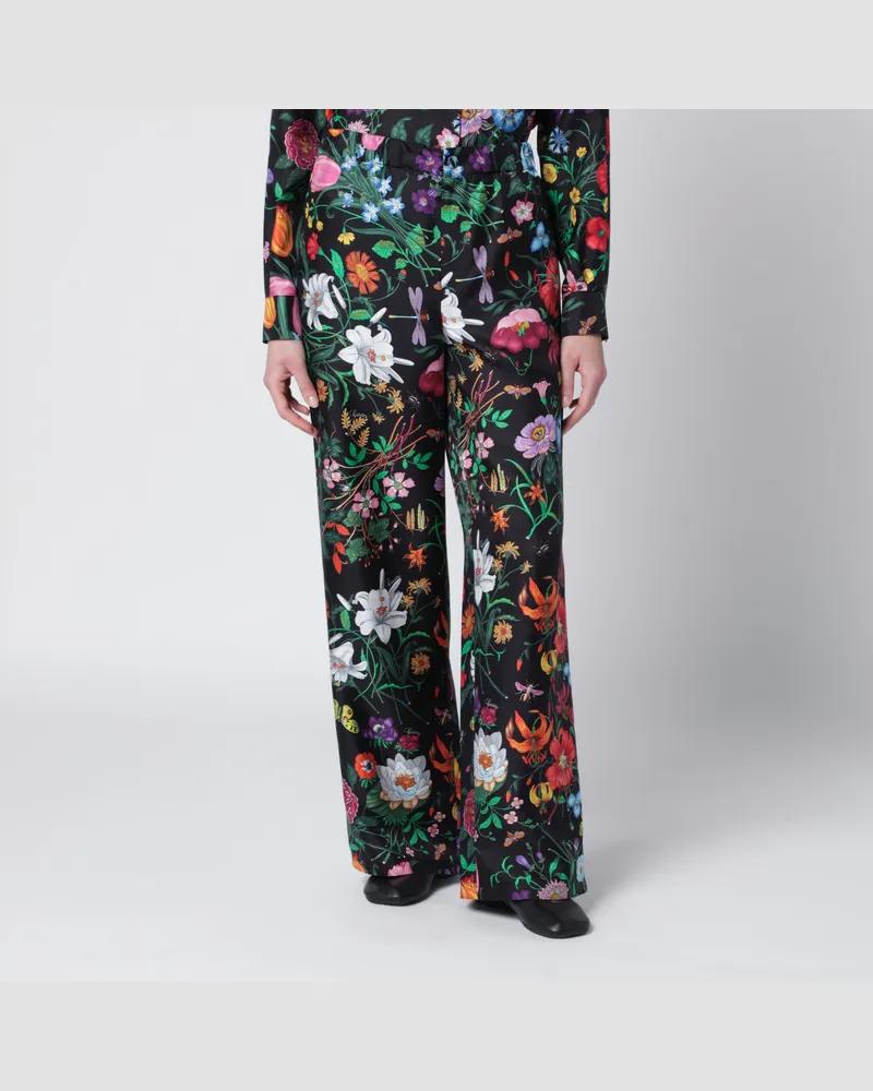 Gucci Seidentwill-Hose Mit Flora-Print Multicolor