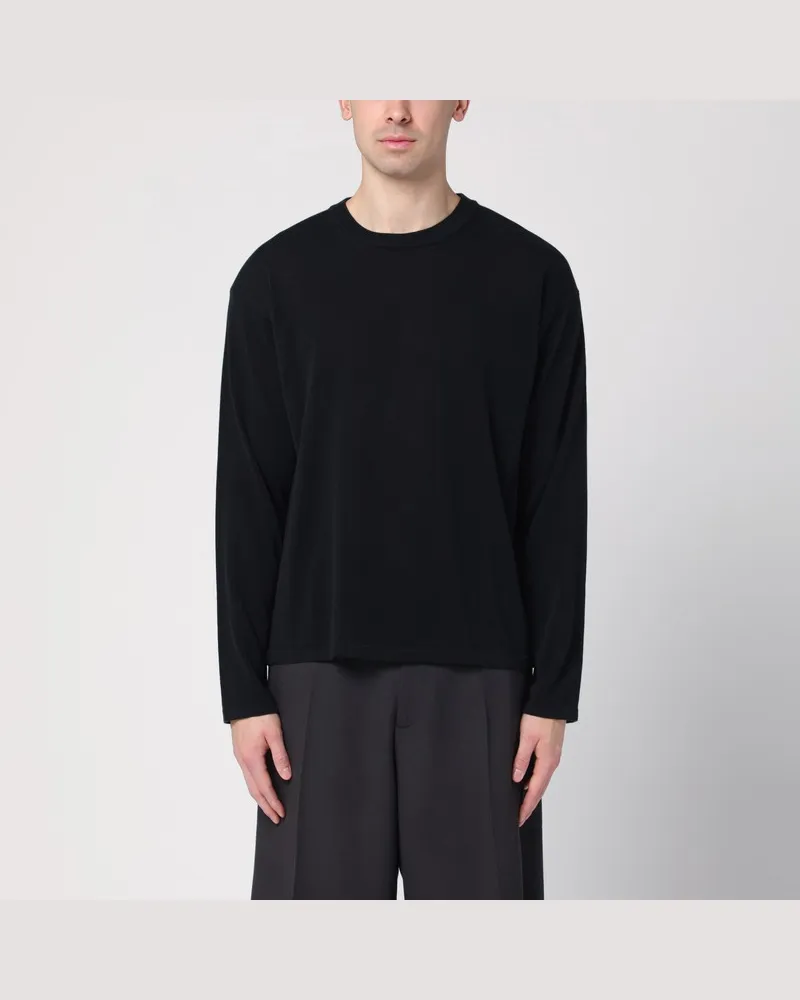 Roberto Collina Schwarzer Baumwollpullover mit Rundhalsausschnitt Schwarz