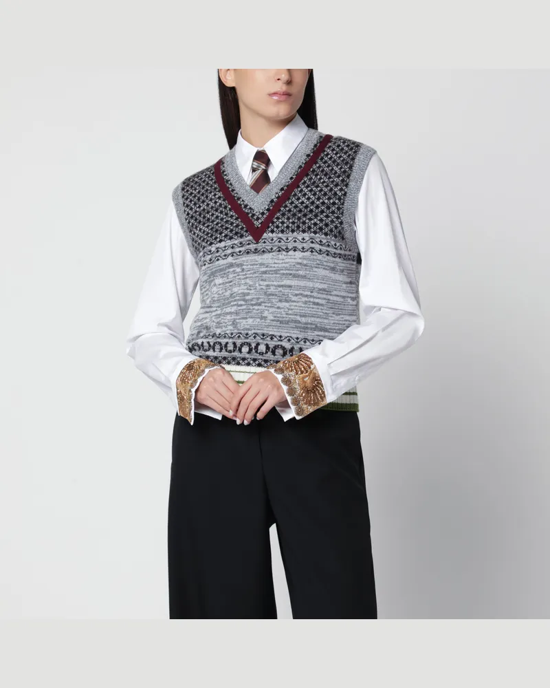 Dries van Noten Ecrufarbenes tailliertes Oberteil aus Kaschmir und Wolle Beige