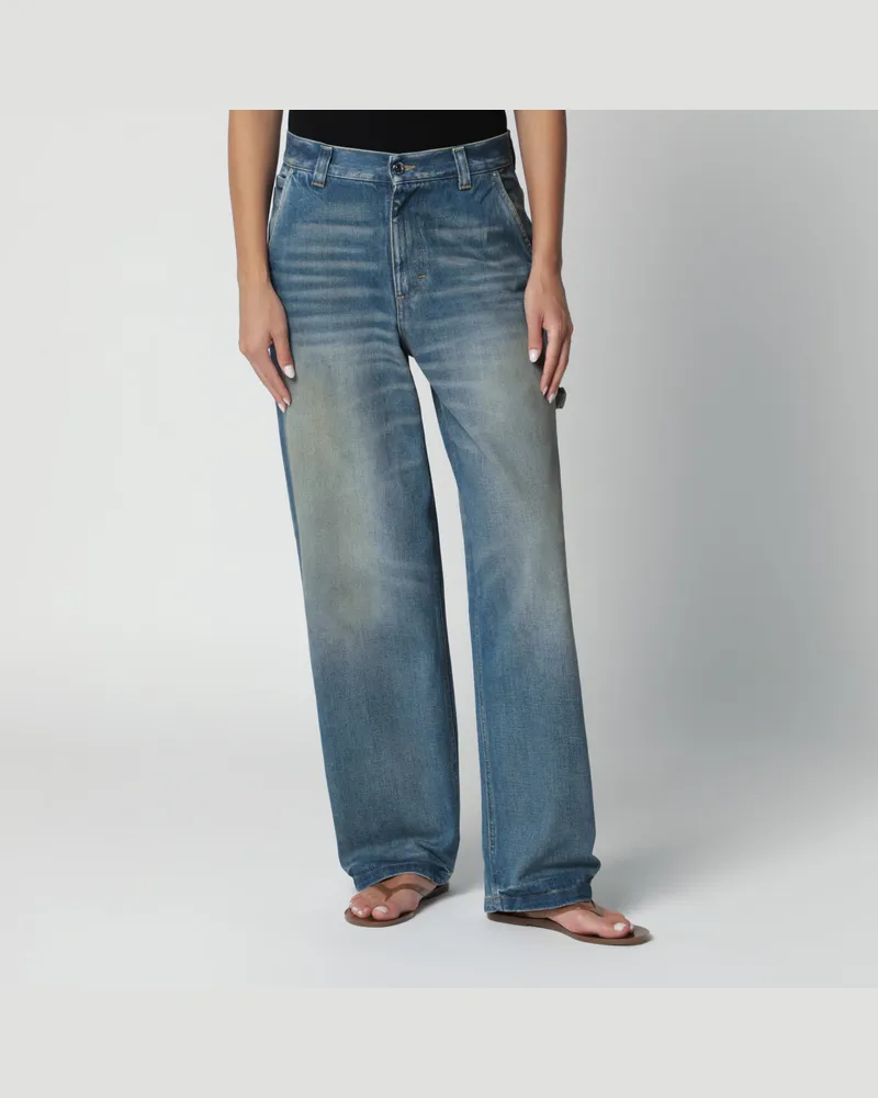 Haikure Weit geschnittene blaue Jeans mit Washed-Effekt Blue