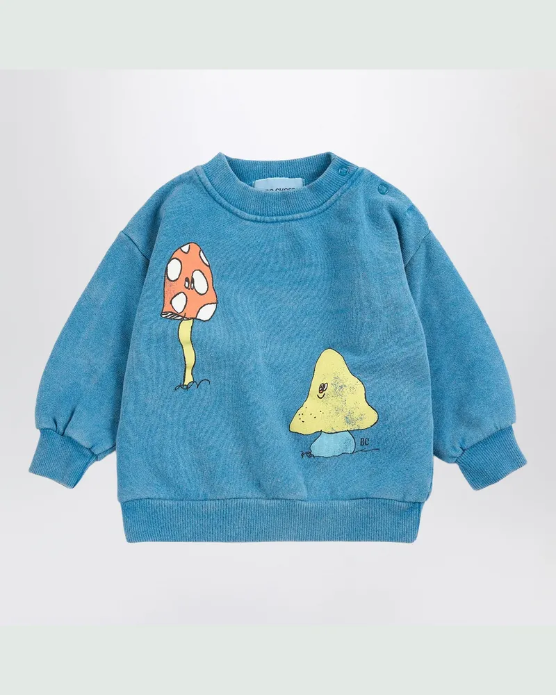 BOBO CHOSES Mush Monster Duo Blaues Baumwoll-Sweatshirt Blue