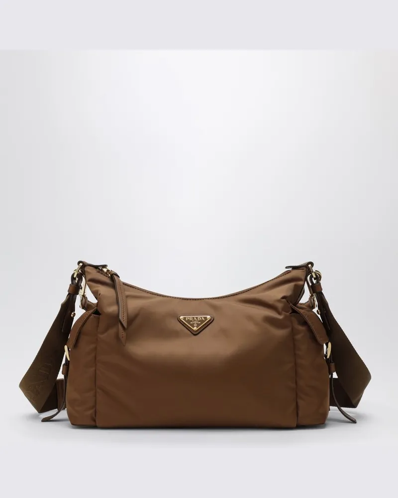 Prada Explore große Brandy-Tasche aus Re-Nylon und Leder Braun