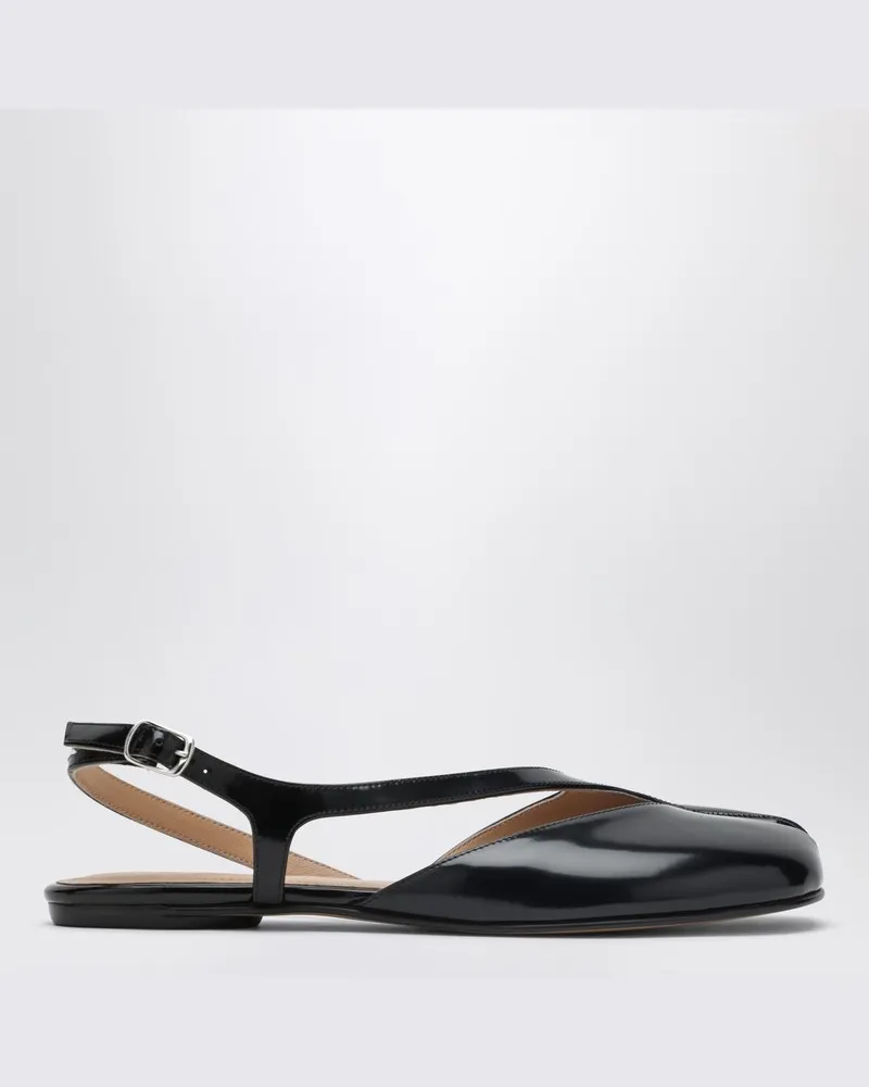 Maison Margiela Schwarze Tabi Slingback-Sandalen aus gebürstetem Leder Schwarz