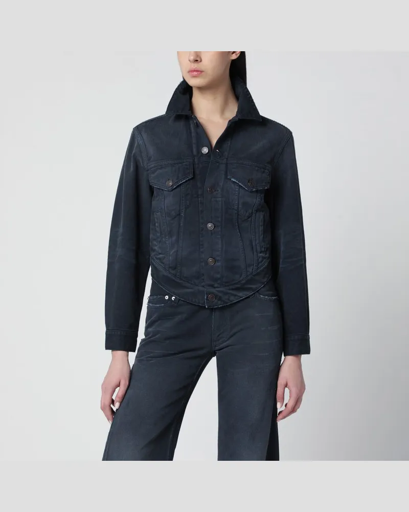 Balenciaga Navyblaue Jacke mit geschwungener Taille Blau