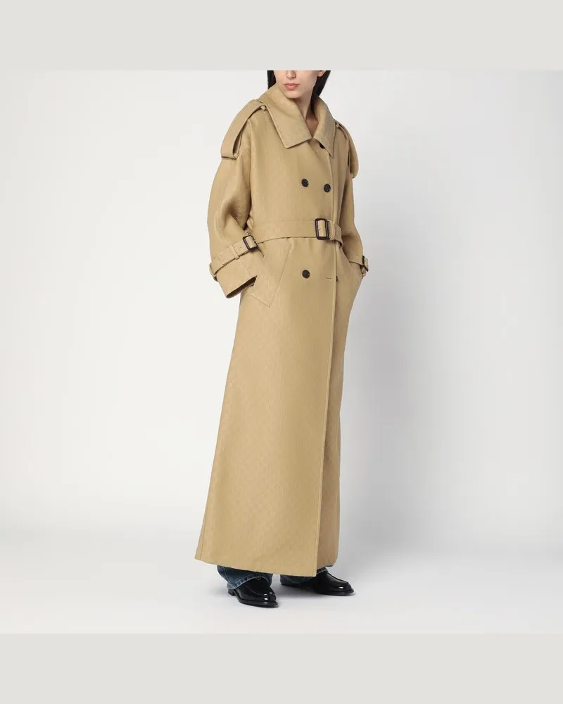 Gucci Beige Mantel aus Seide und Wolle GG Beige