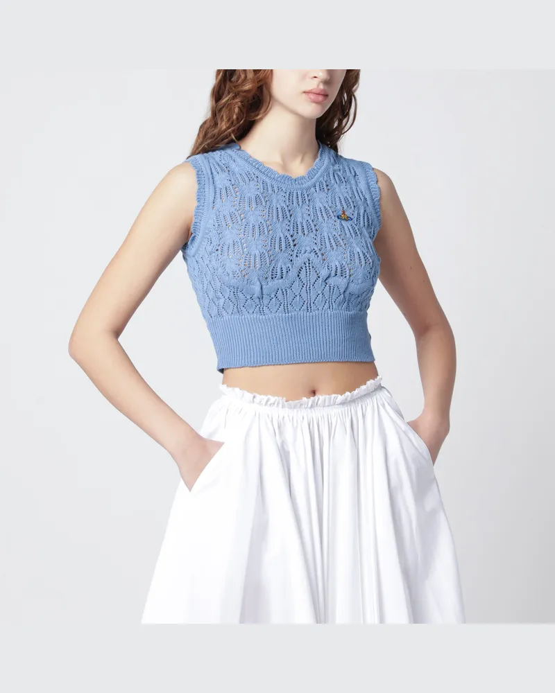 Vivienne Westwood Hellblaues Häkeloberteil mit Orb-Logo Blue