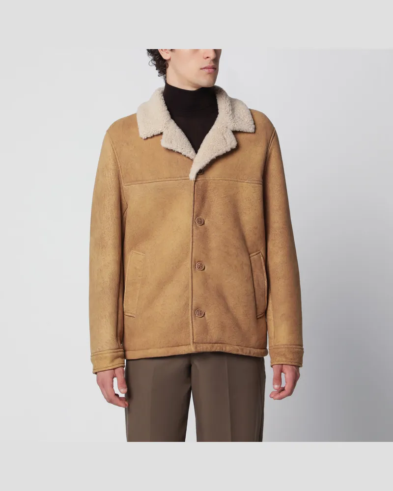 Salvatore Santoro Karamellfarbene Lederjacke Beige