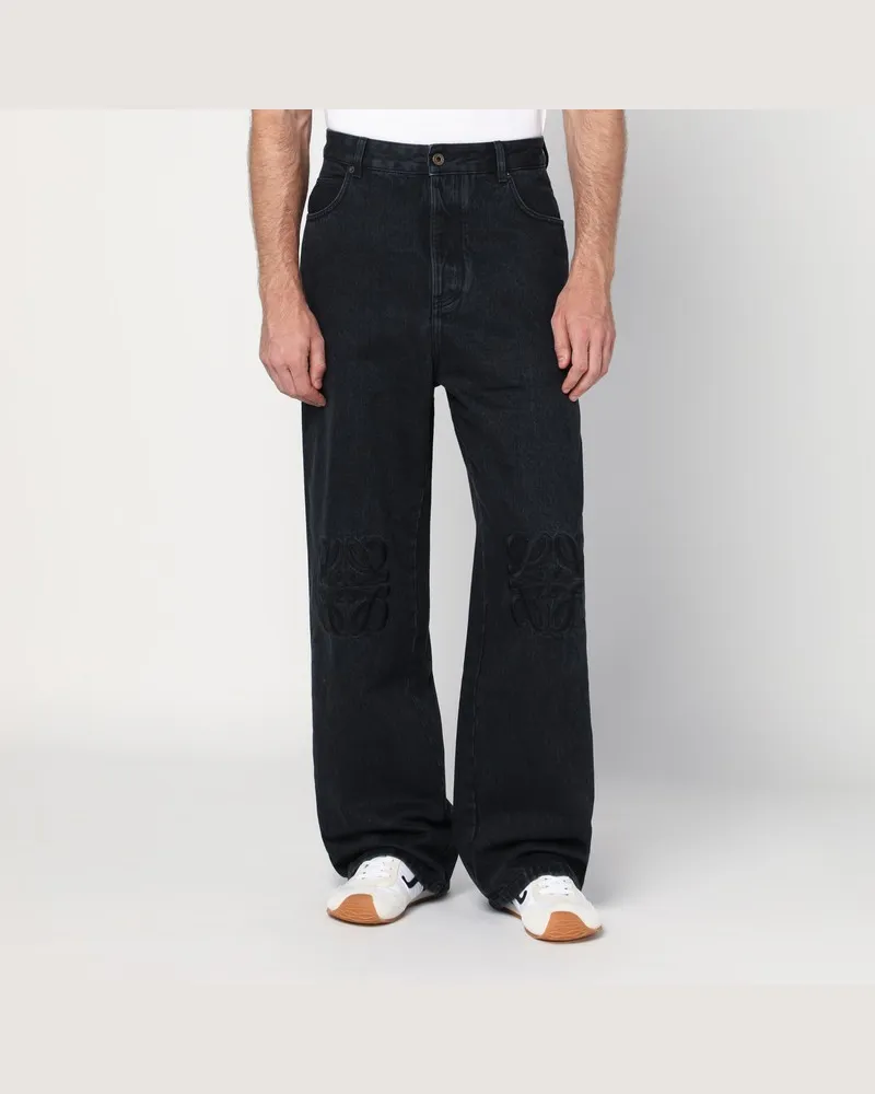 Loewe Weite Anagram Jeans in Schwarz Schwarz