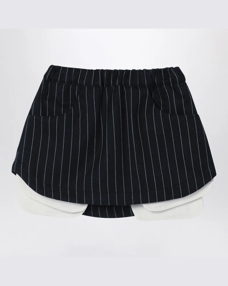 DOUUOD Marineblauer Rock mit Nadelstreifen Blue