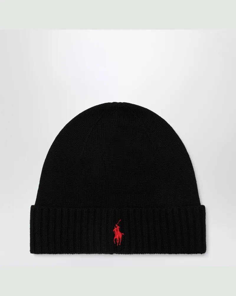 Ralph Lauren Schwarzer Wollhut mit Pony Black