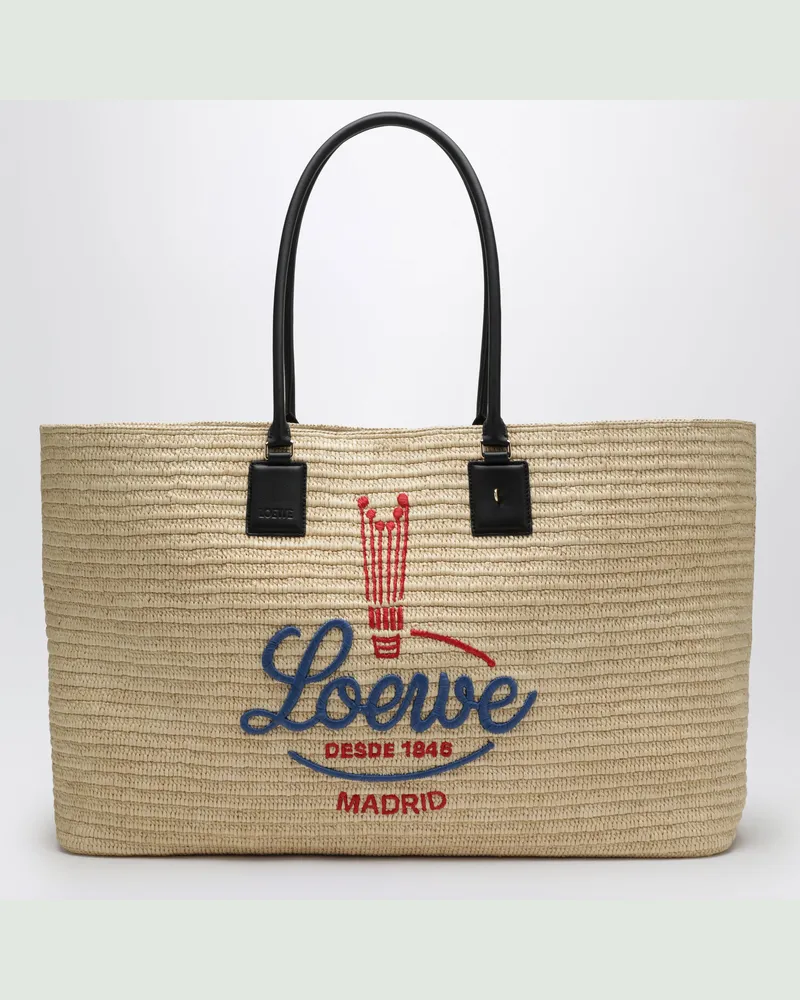 Loewe Verano XL Tote Bag aus Raffia White