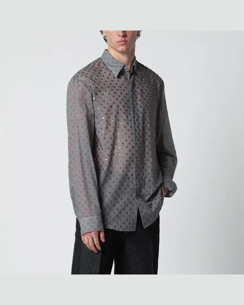 Dries van Noten Graues Hemd mit Pailletten Grey