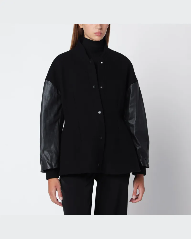 Totême Schwarze Collegejacke aus Woll-Kaschmir-Mischgewebe Black