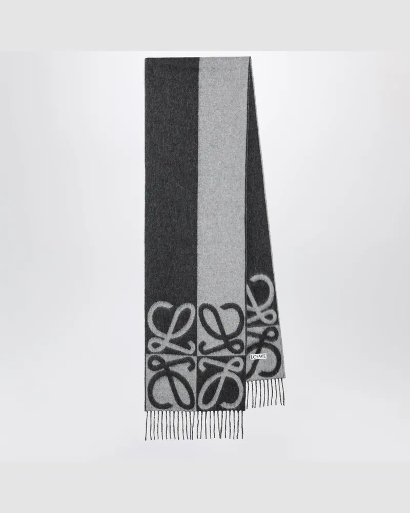 Loewe Anagram-Jacquard-Schal aus Wolle/Kaschmir dunkelgrau/hellgrau Grey