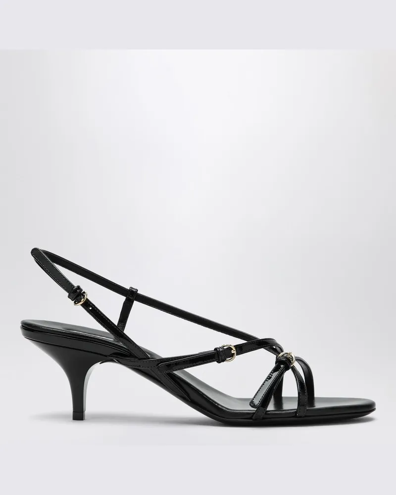 Miu Miu Schwarze Sandale aus Lackleder mit Schnallen Schwarz