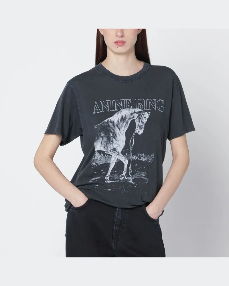 Anine Bing Schwarzes ausgewaschenes Lili-T-Shirt Schwarz