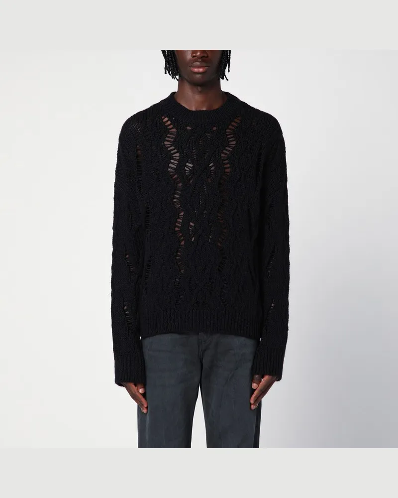 Our Legacy Schwarzer Pullover Cable Sonar Schwarz