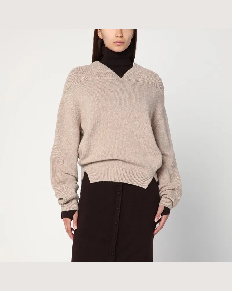 Victoria Beckham Pullover in Sandfarbe aus Wolle und Kaschmir Beige
