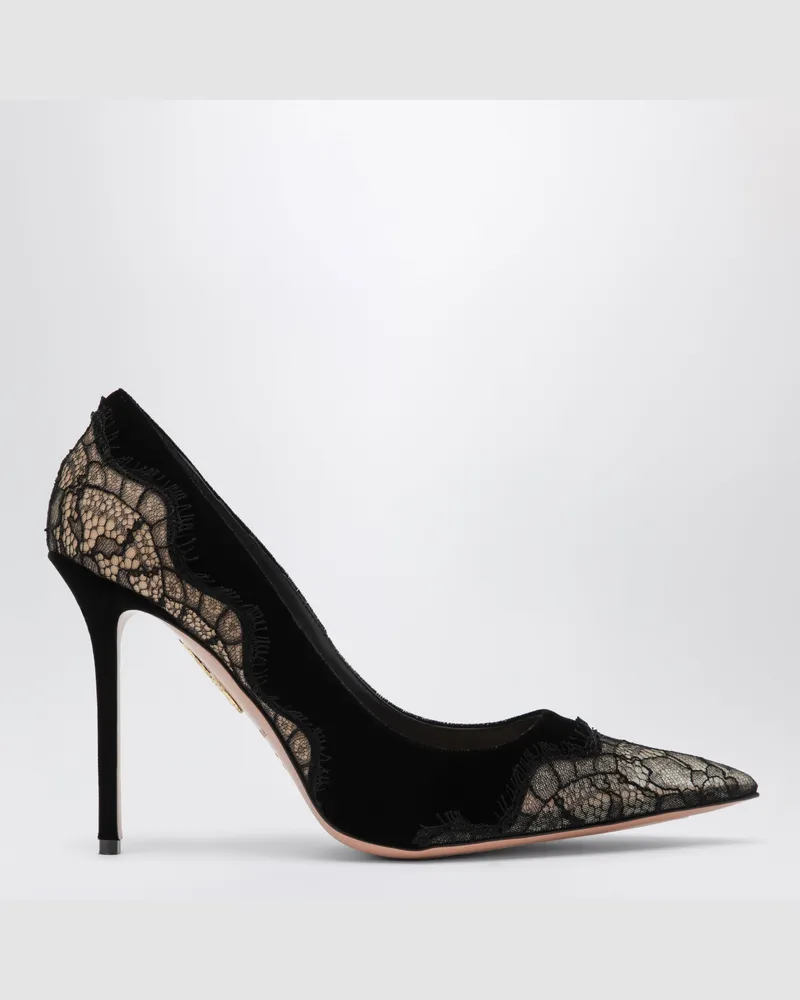 Aquazzura Meadow 105 black velvet pumps Black