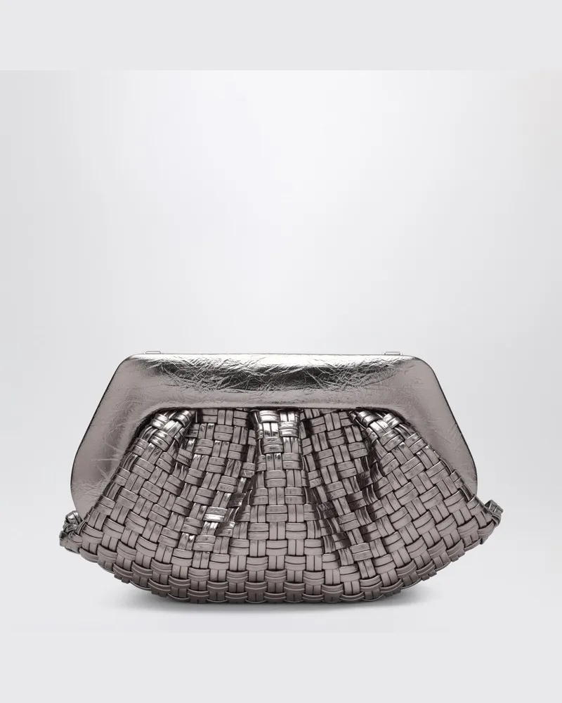 THEMOIRÈ Gewebte silberne Clutch Metallisch