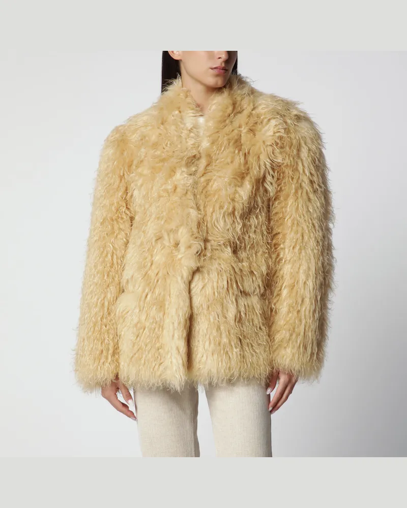 Isabel Marant Langhaariger Kunstpelzmantel in Hellgelb Yellow