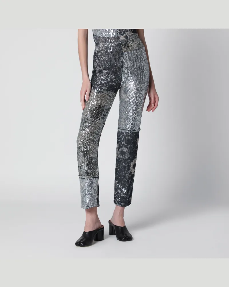Maison Margiela Patchwork-Hose mit floralen Pailletten, mehrfarbig Multicolor