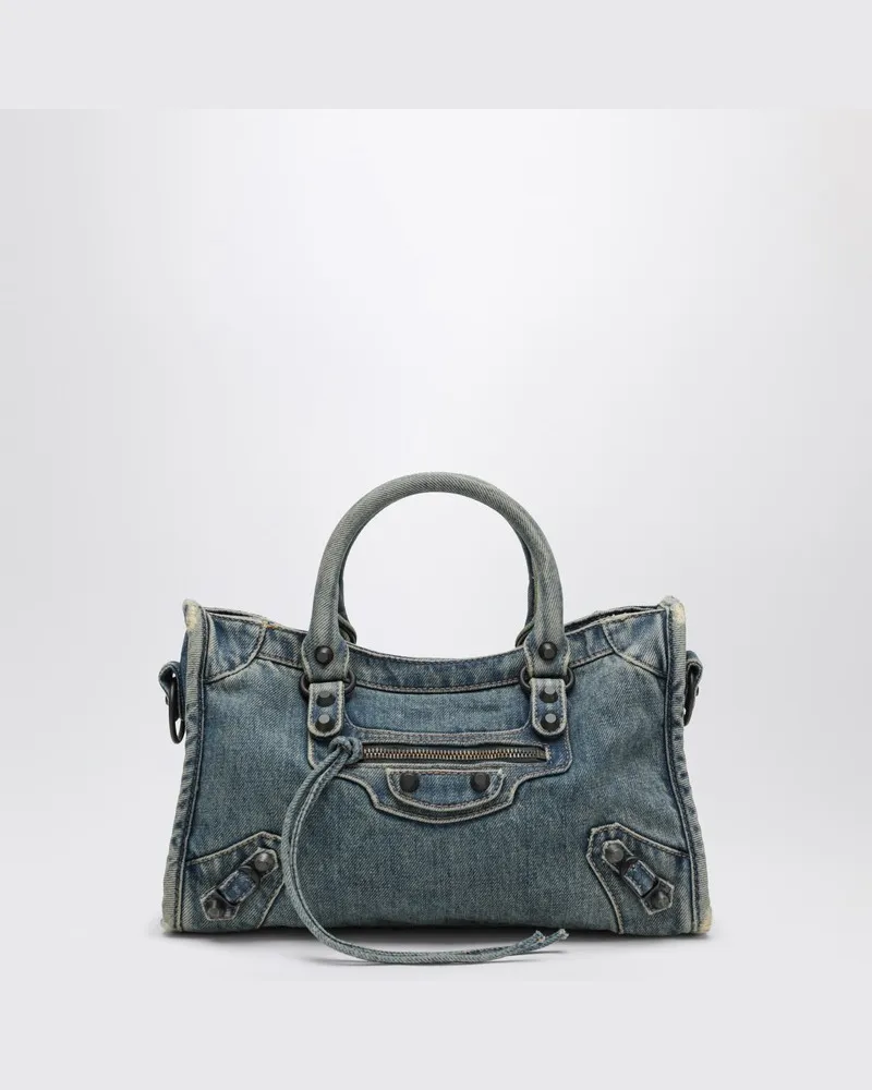 Balenciaga Borsa Le City Piccola aus Denim Blau