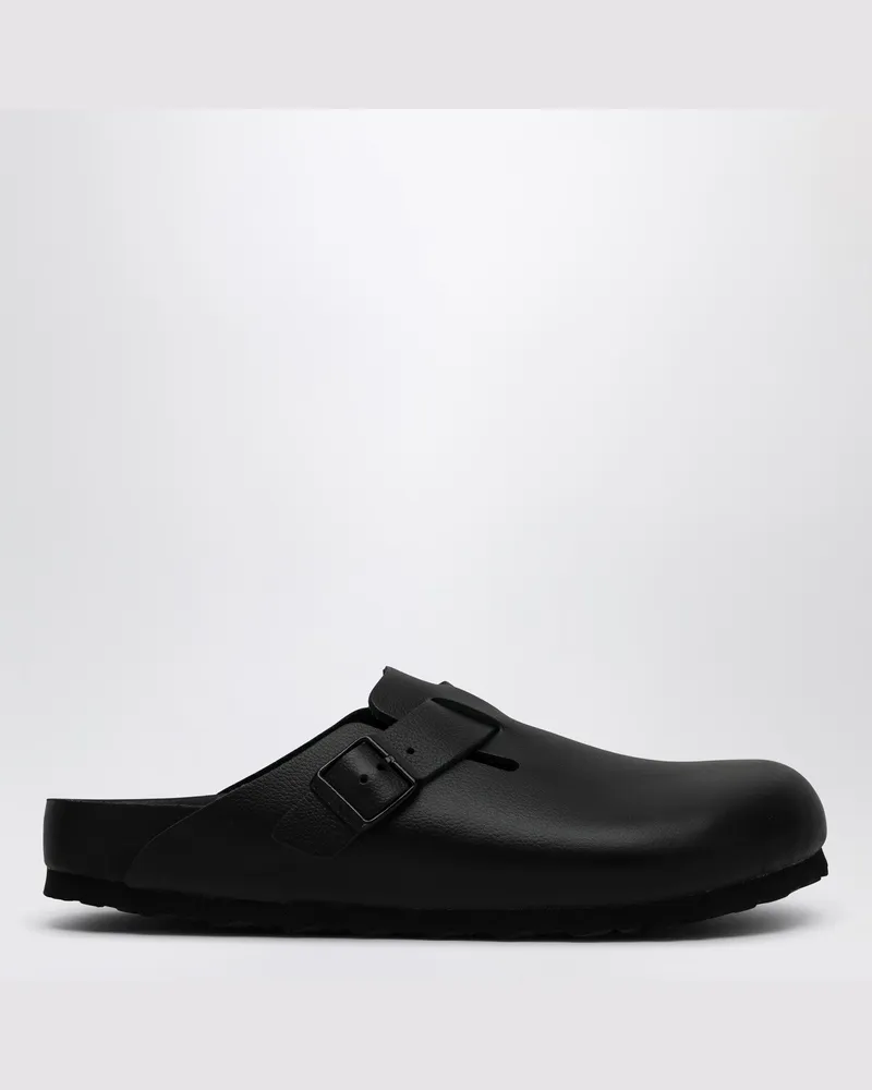 Birkenstock Pantolette Boston schwarz aus glattem Leder Black