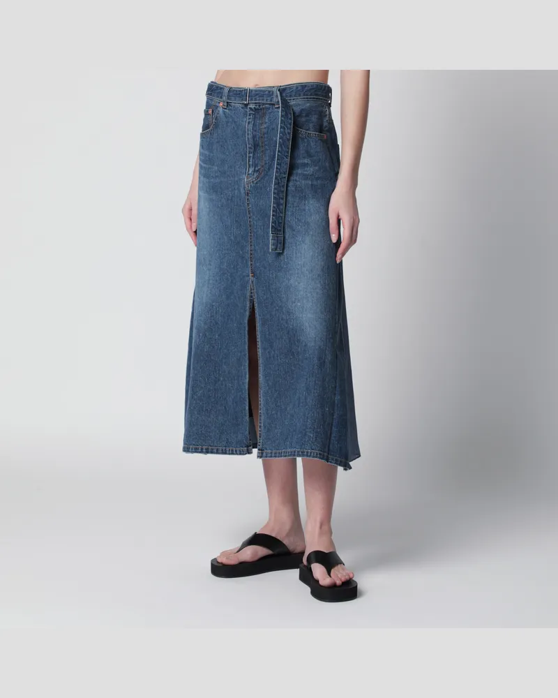 Sacai Blauer Bleistiftrock aus Denim Blue