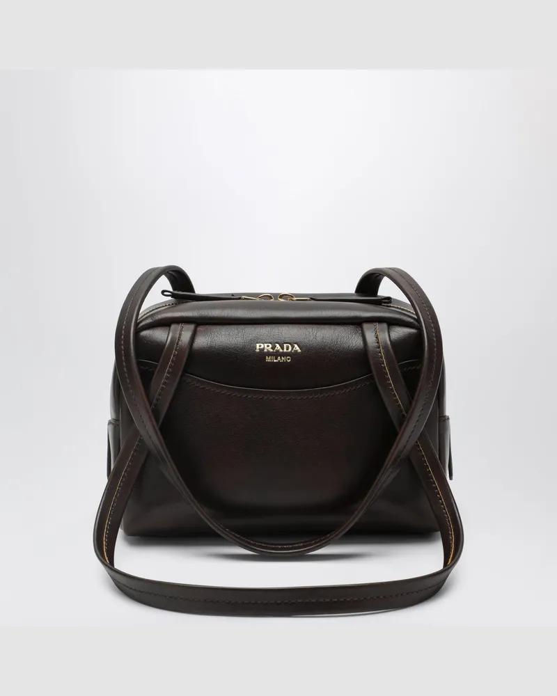 Prada Carry Mini Bowlingtasche aus Antikleder Brown