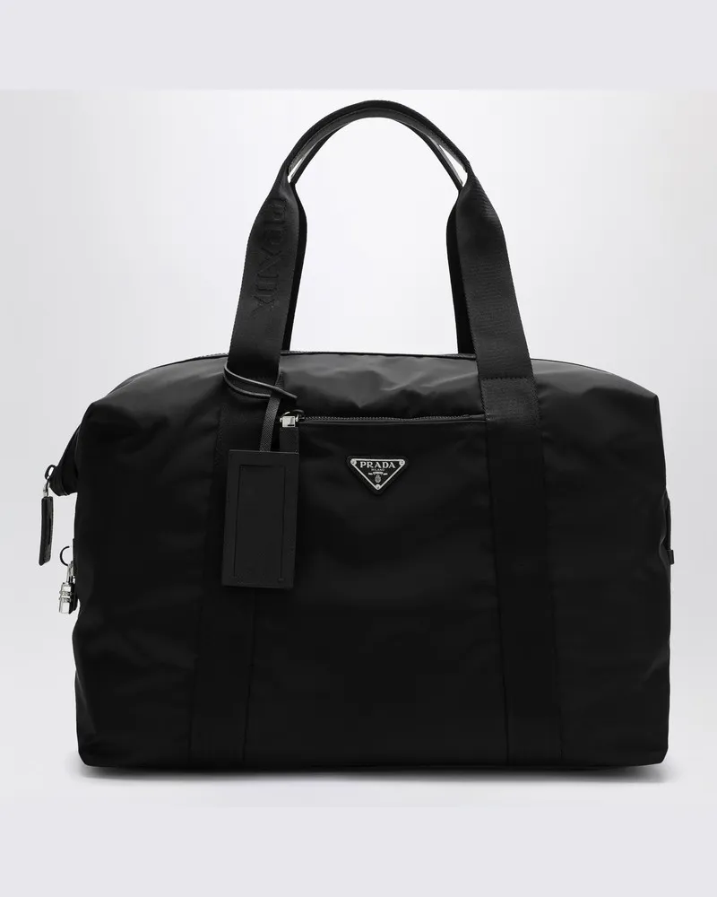 Prada Schwarzer Seesack aus Re-Nylon und Saffiano Schwarz