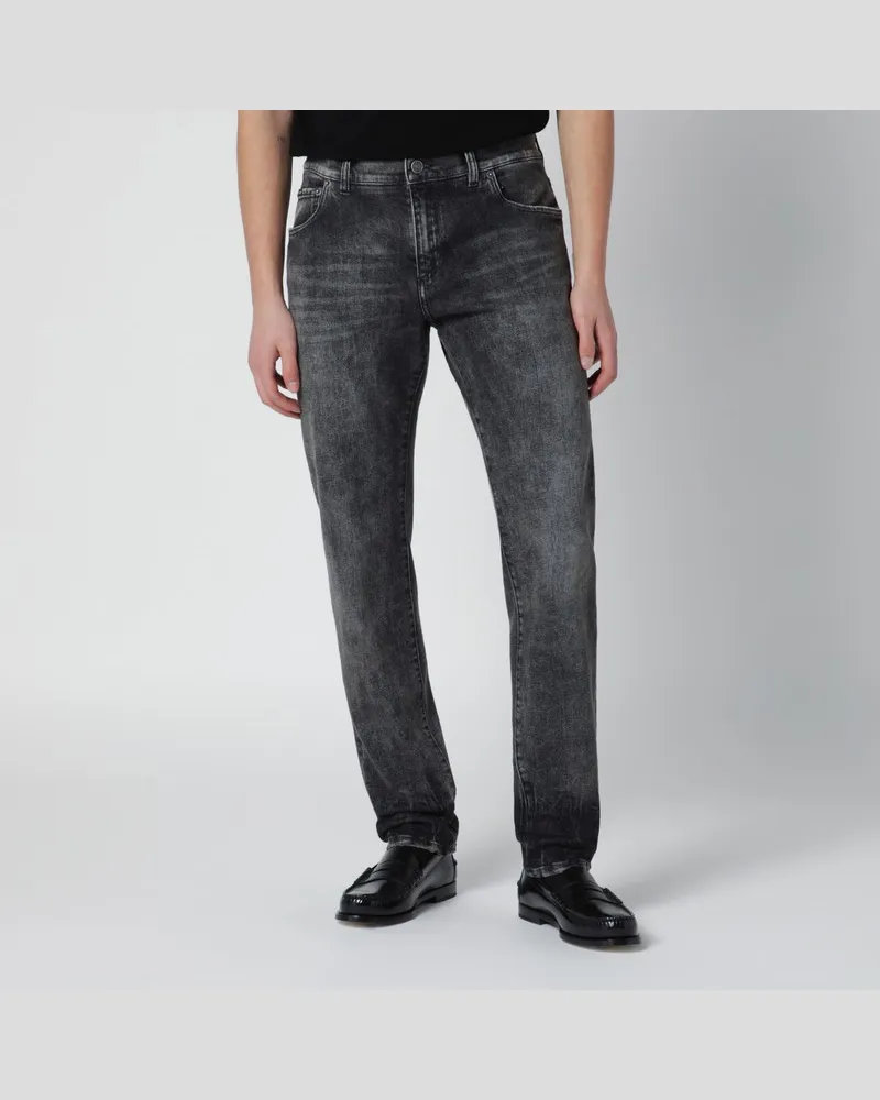 Dolce & Gabbana Schwarze Slim-Jeans mit Waschung Schwarz