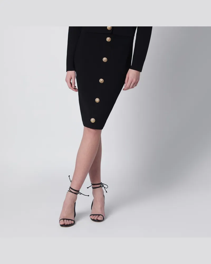 Balmain Schwarzer Tweed-Bleistiftrock Black