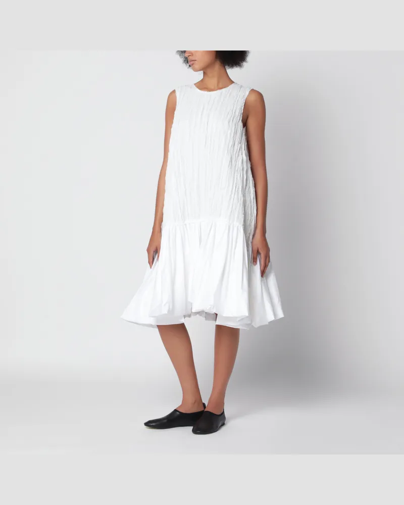 CORDERA Weißes Ballon-Midikleid aus Baumwolle White