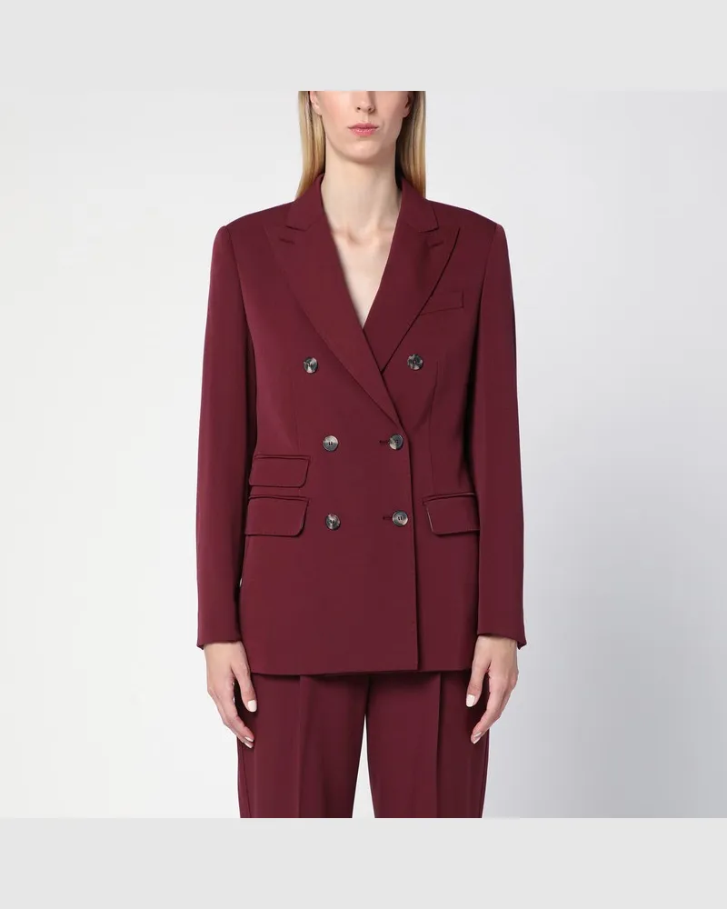 Max Mara Zweireihige burgunderfarbene Wolljacke Burgunderrot