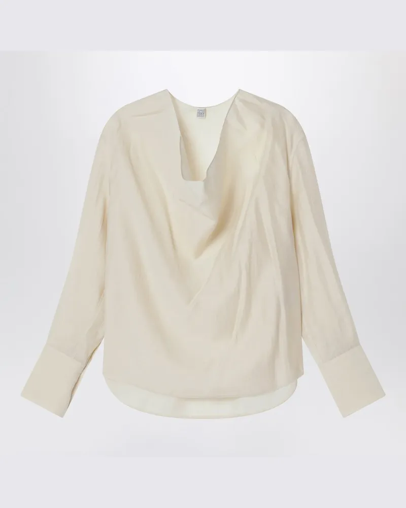 Totême Bluse mit Wasserfallausschnitt ecru Weiß