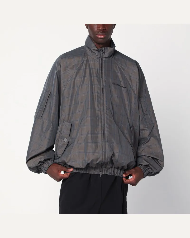 Balenciaga Grau-blaue Nylonjacke mit Reißverschluss Grau
