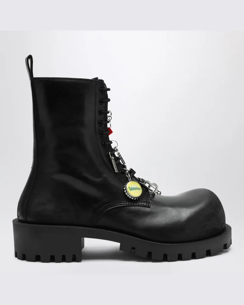 Balenciaga Schwarze Leder Hummer Schnürstiefeletten Schwarz