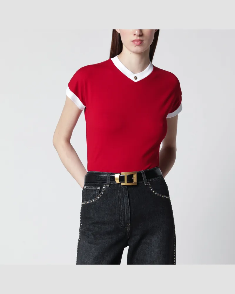 Versace Rotes T-Shirt aus Baumwolljersey Red